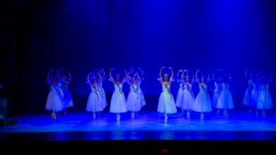 Imagen de los bailarines del Ballet Oficial de la Provincia durante una función de Giselle